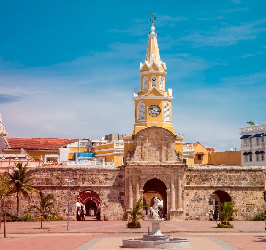 Clock Tower and gateway to the walled city of Cartagena de Indias, Colombia.