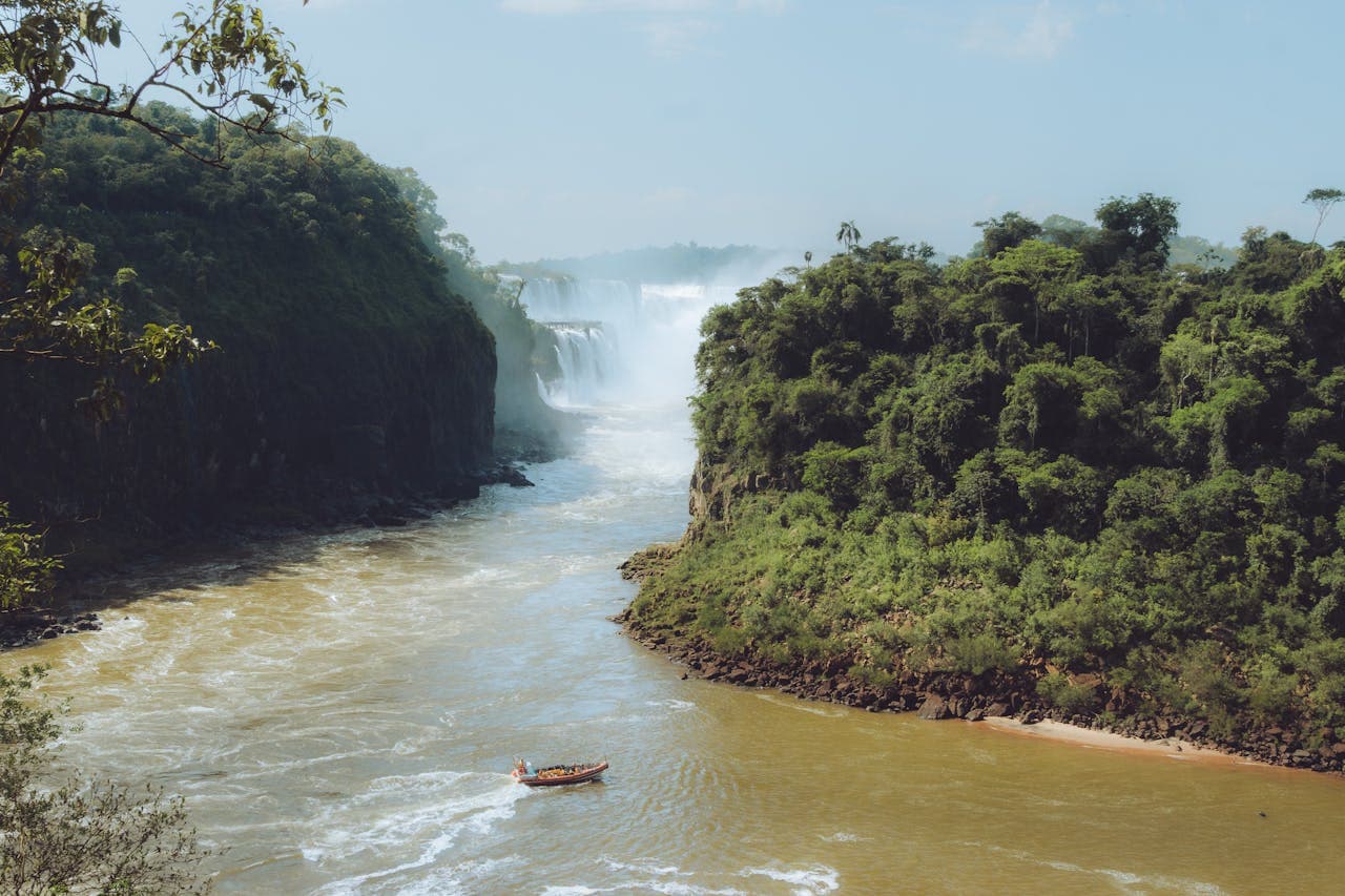 View of the Iguazú Falls. They were chosen in 2011 as one of the New Seven Wonders of Nature, located in Misiones, Argentina.