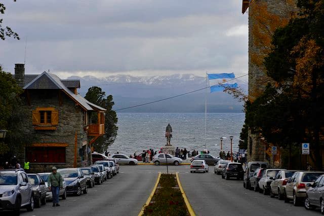 View from the Civic Center of Bariloche toward Lake Nahuel Huapi.