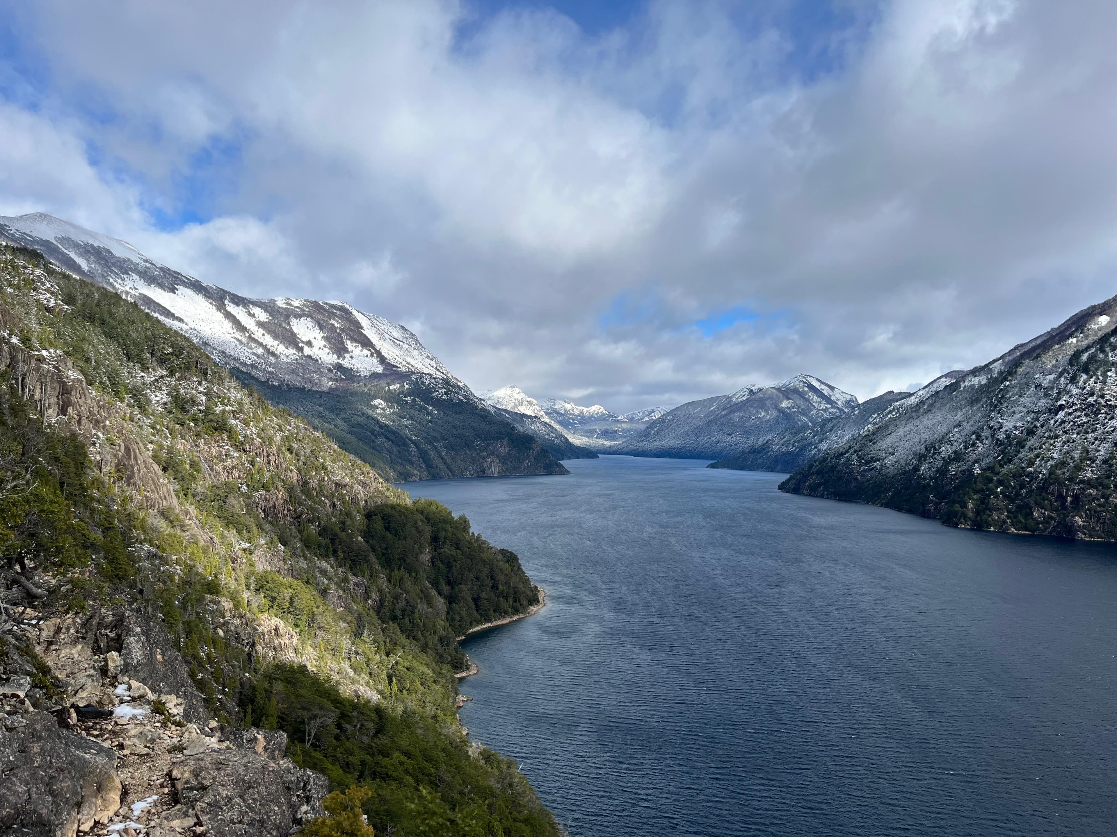 Panoramic view of the Brazo Tristeza of Lake Nahuel Huapi from the viewpoint.