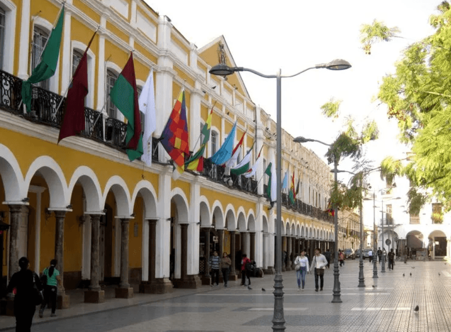 Plaza 14 de Septiembre in the historic center of Cochabamba, Bolivia.