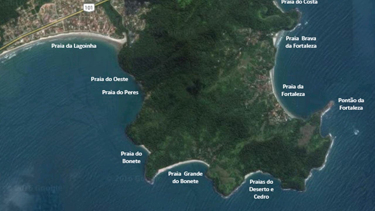 Map of the Trilha das 7 Praias (Seven Beaches Trail)