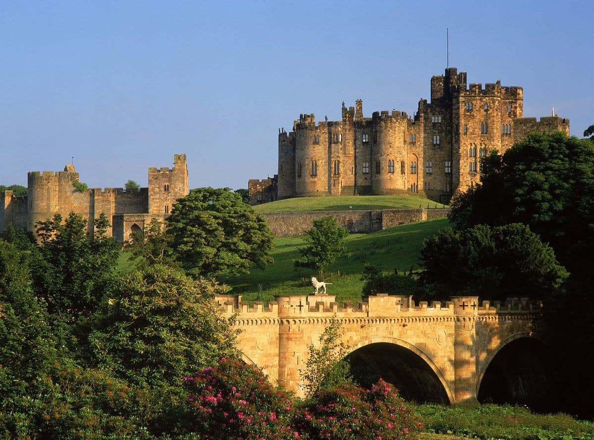 Alnwick Castle, famous filming location for the Harry Potter movies in England.