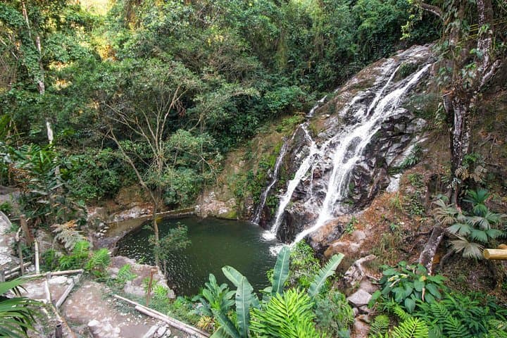 The natural pool of Pozo Azul in Minca. A series of cold water pools coming down from snowy peaks, surrounded by the deep jungle of the Sierra Nevada.