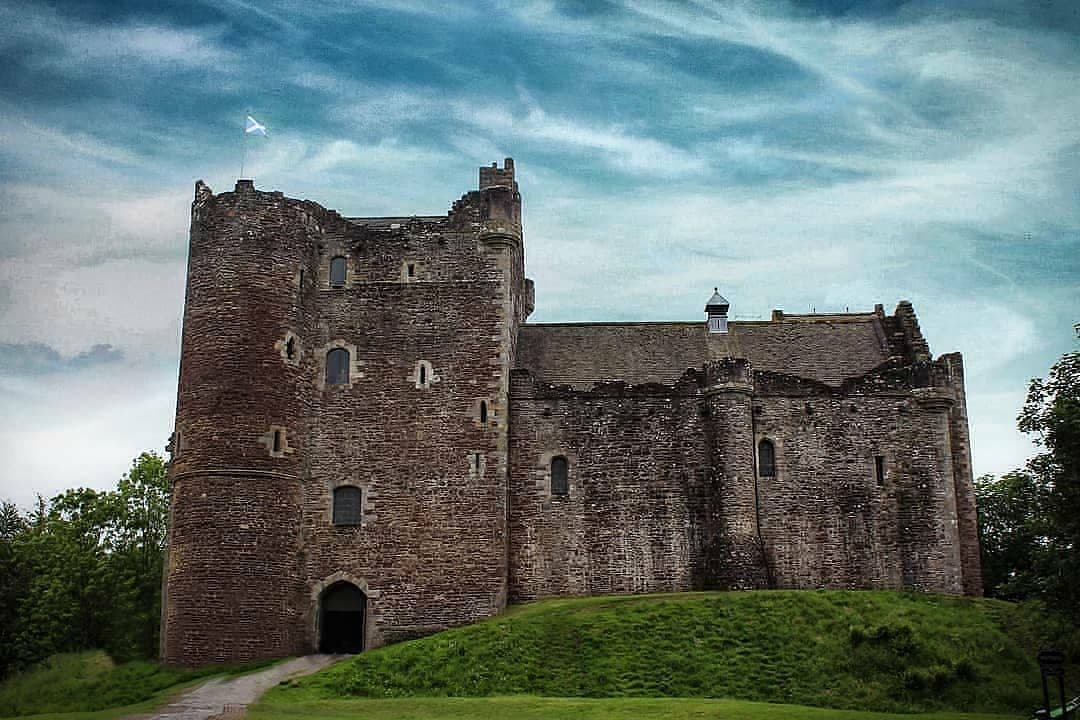 The imposing Doune Castle in Scotland, the setting used as Castle Leoch in the Outlander series.