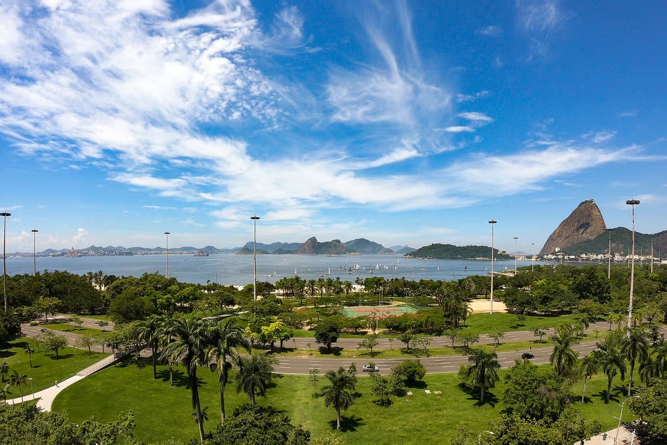 Flamengo Park. Ideal for leisure and exploring by bicycle. Rio de Janeiro, Brazil.