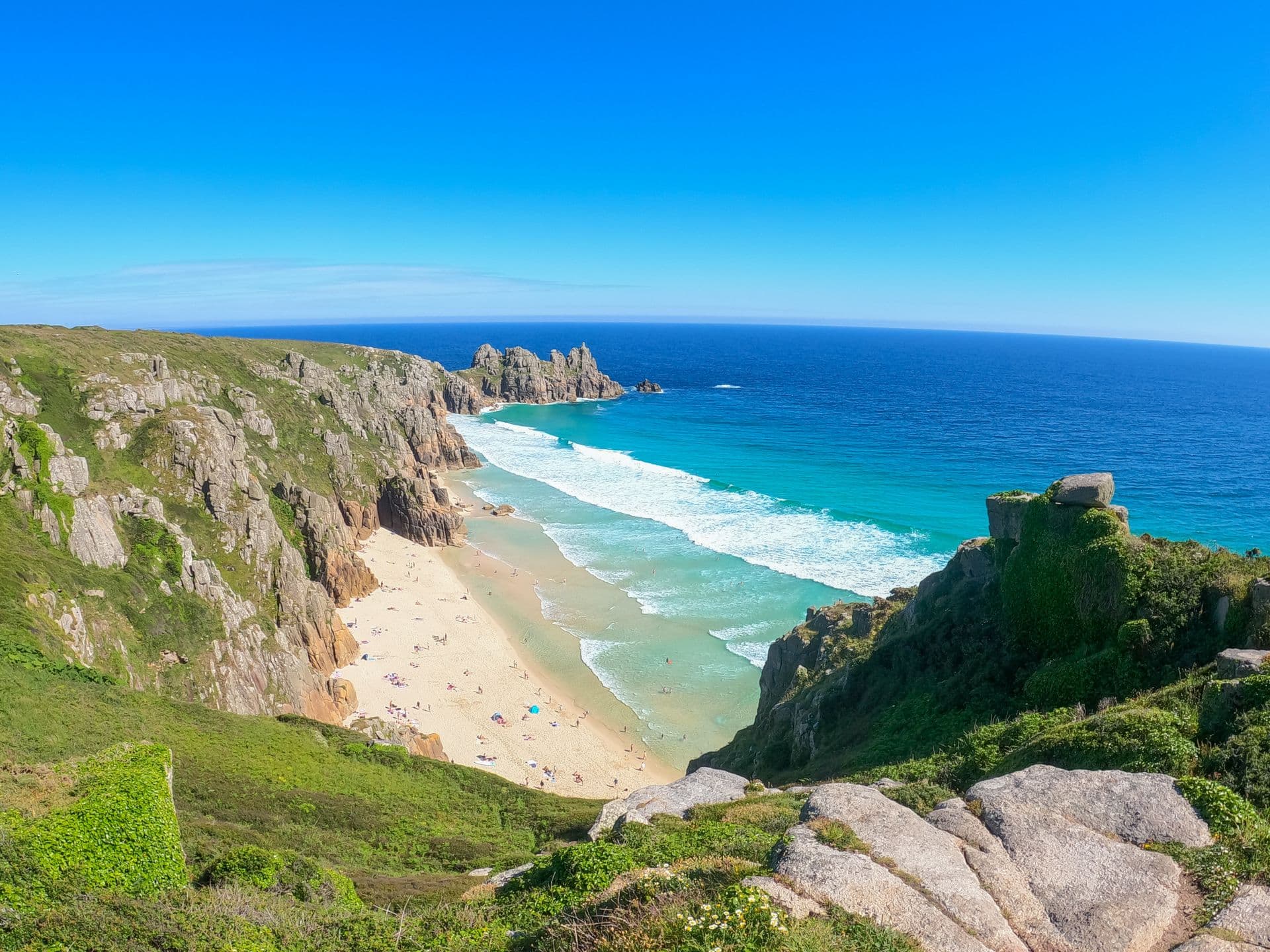 Playas de aguas turquesas en Cornualles (Cornwall), Inglaterra.