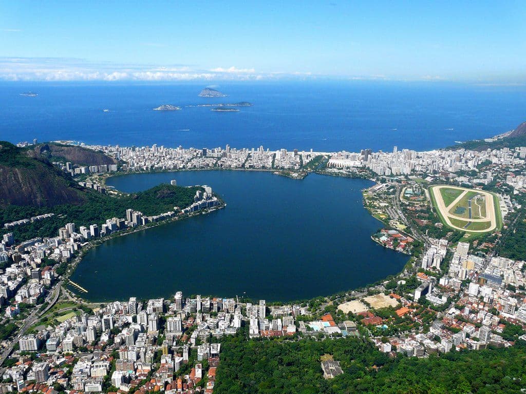 Bike path around the Rodrigo de Freitas Lagoon in Rio de Janeiro.