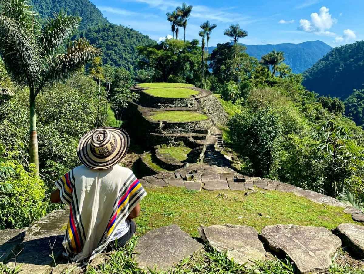 Archaeological stone terraces of the Lost City in the Sierra Nevada de Santa Marta, Colombia.