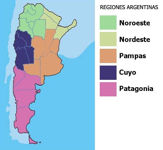 Map of Argentina's regions.