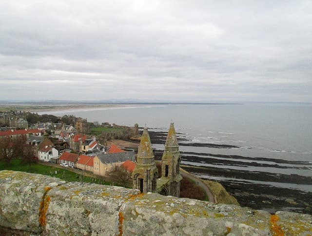 View of Saint Andrews from St Rule's Tower. Scotland.