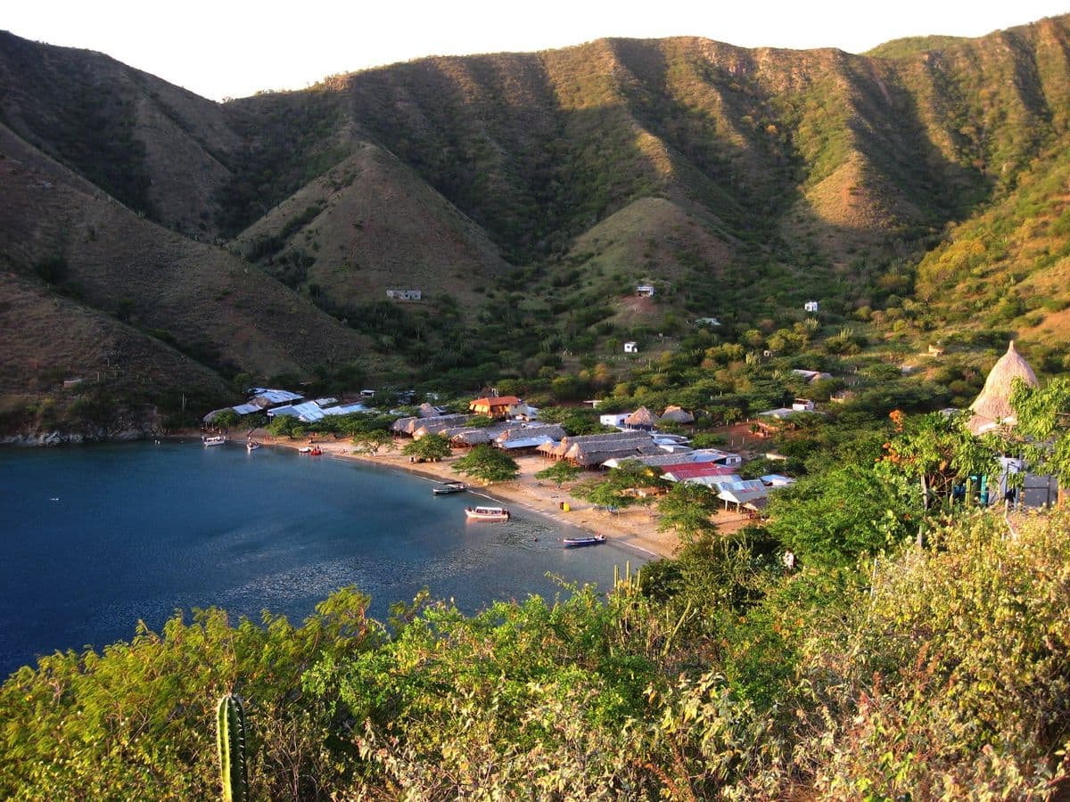 View of Playa Grande in Taganga, Santa Marta, Colombia.