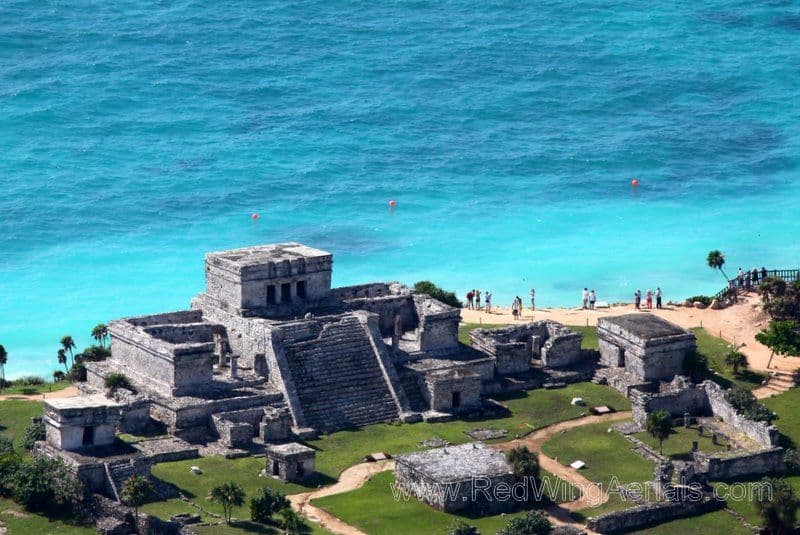 Mayan ruins overlooking the coast in Tulum, Quintana Roo, Mexico.