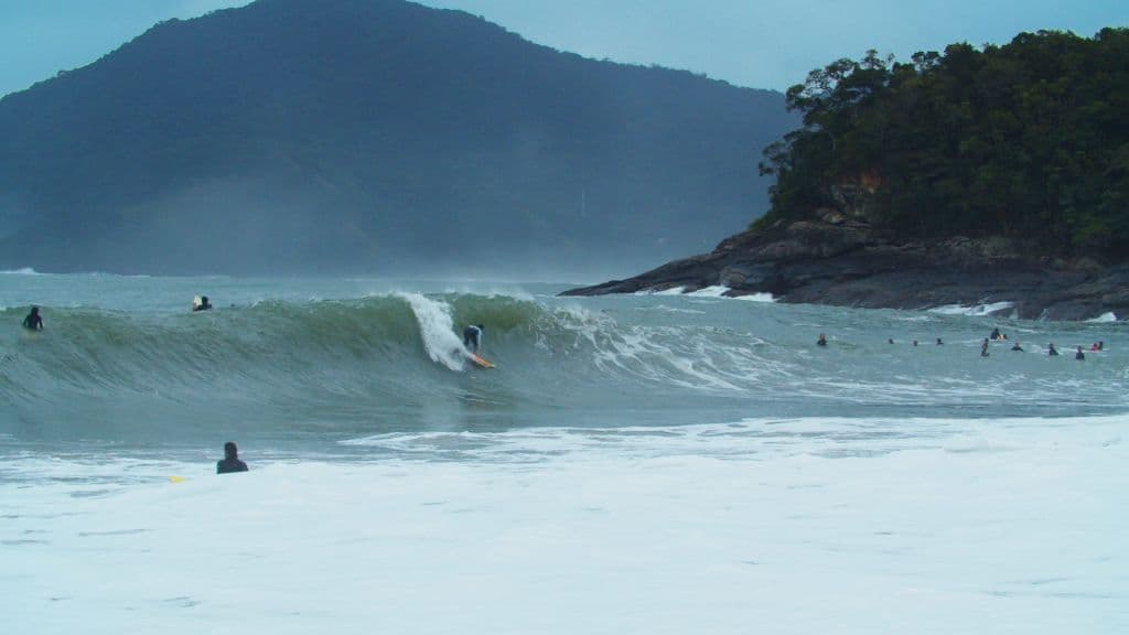 Surfing in Itamambuca, Brazil.