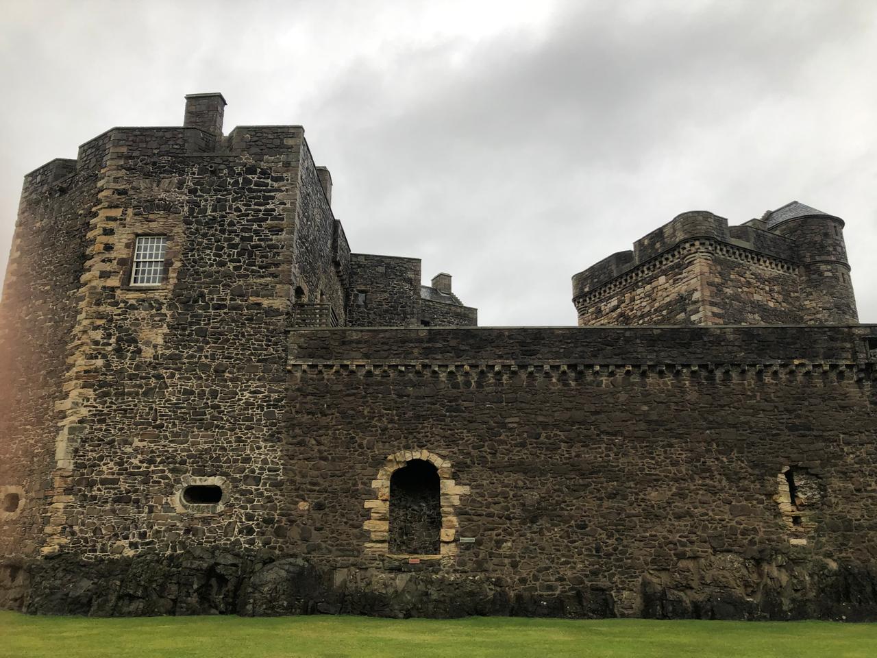 Detail of the walls of Blackness Castle. The salt-weathered stone tells centuries of history as a coastal defense and state prison.