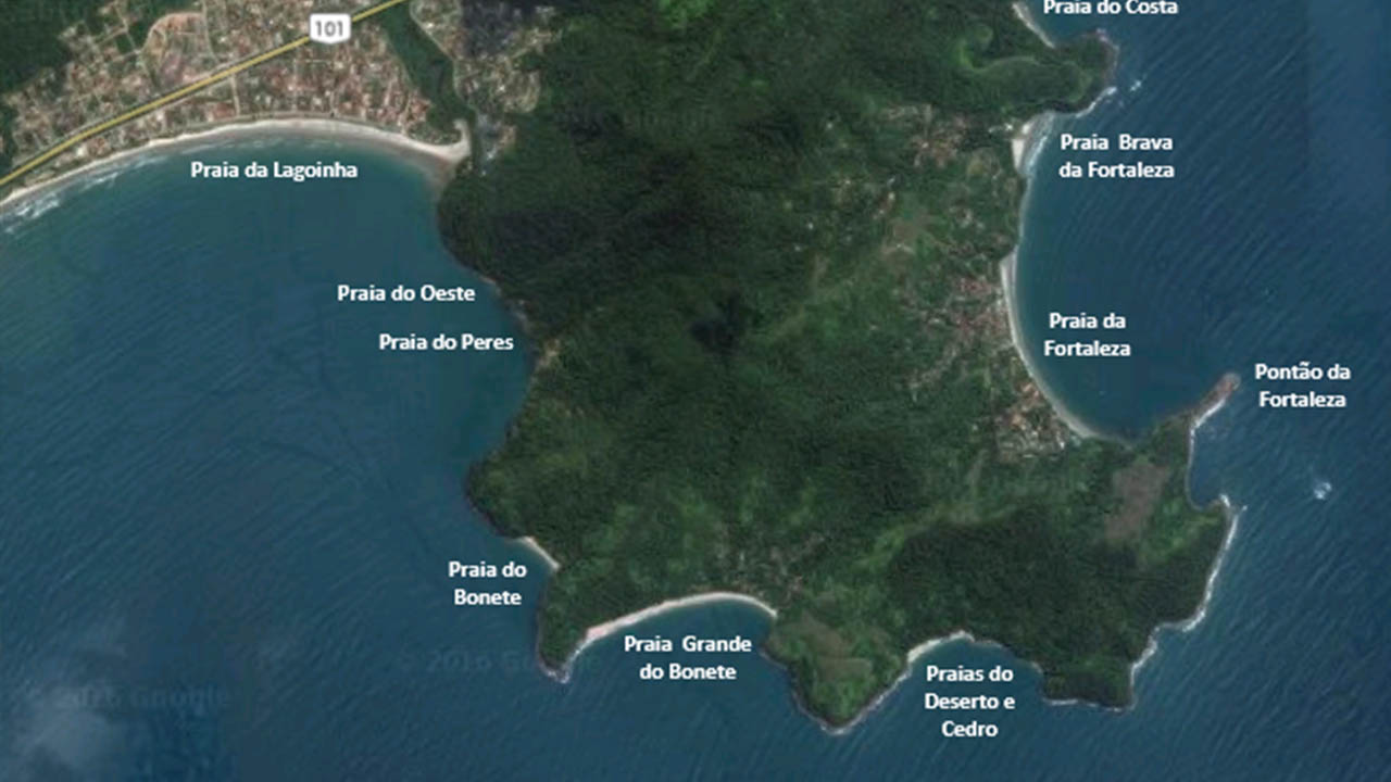 Mapa de la Trilha das 7 Praias (Sendero de las 7 Playas)