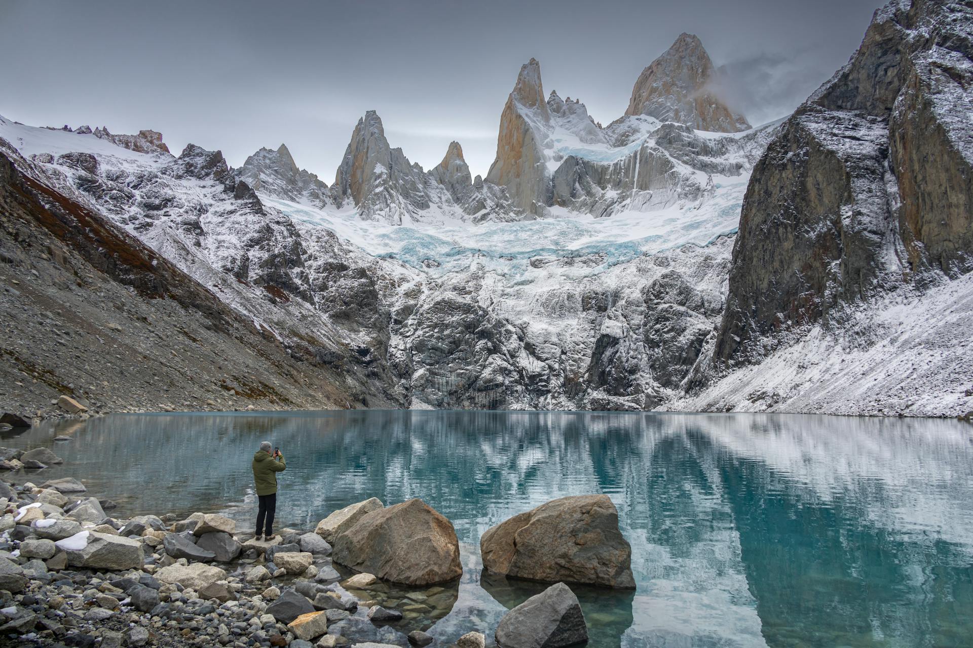 The Laguna de los Tres, at the foot of Fitz Roy, in El Chaltén, Argentina.