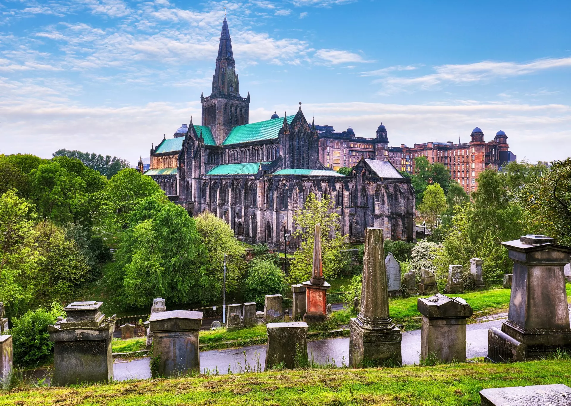 Glasgow Cathedral seen from the Necropolis, Glasgow, Scotland.