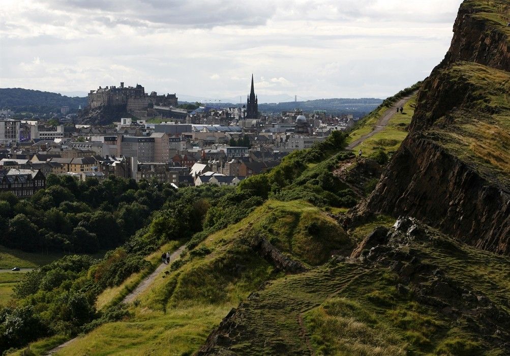 View of Edinburgh's Old Town with the Castle in the background from Holyrood Park.