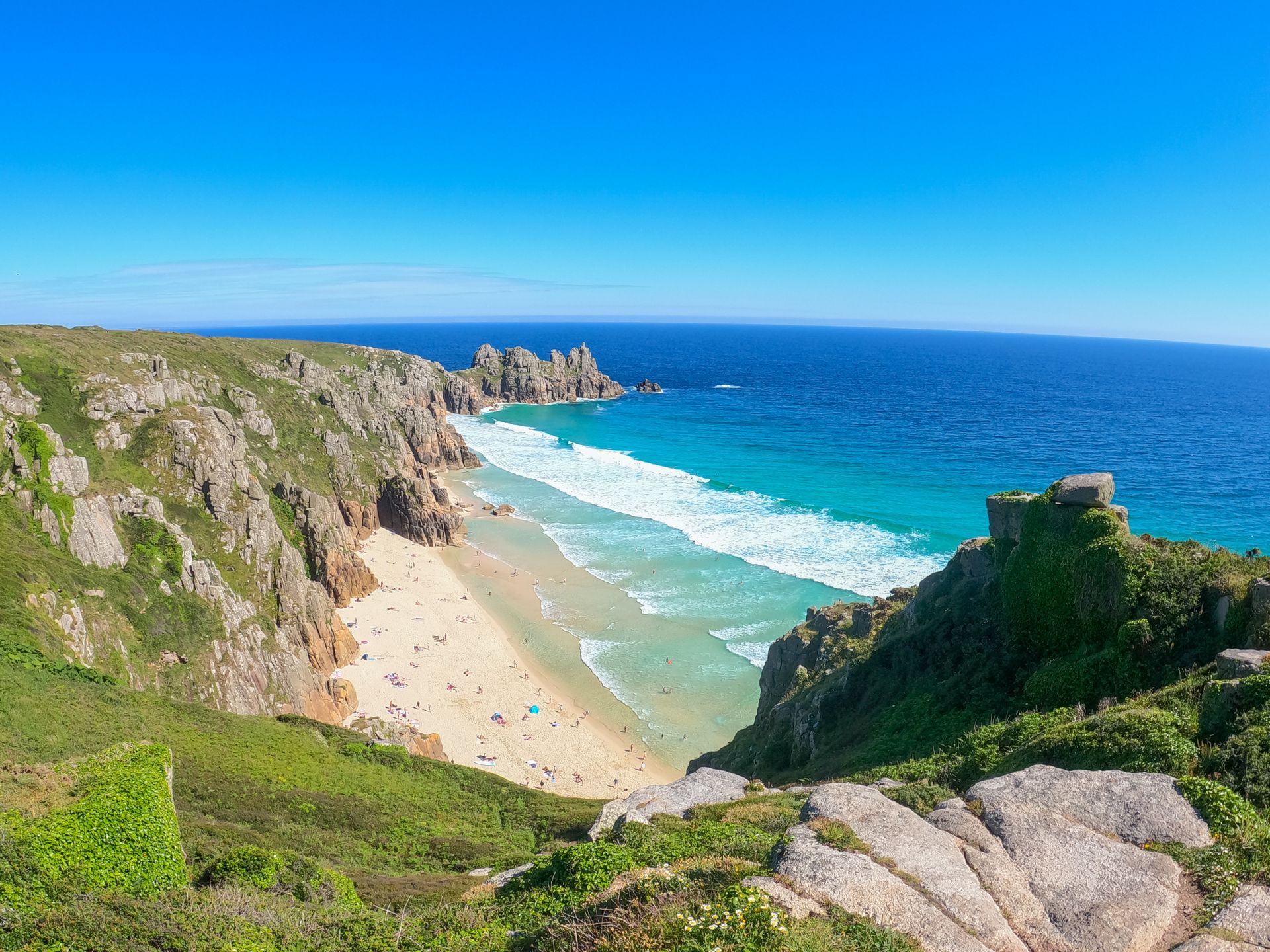 Playas de aguas turquesas en Cornualles (Cornwall), Inglaterra.