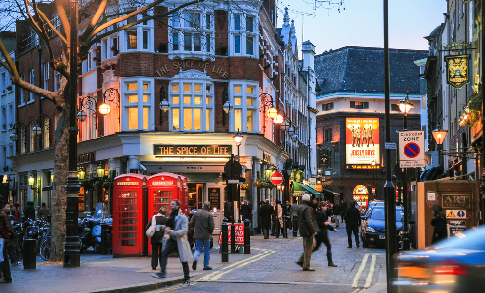 Vista de un paseo por Soho.