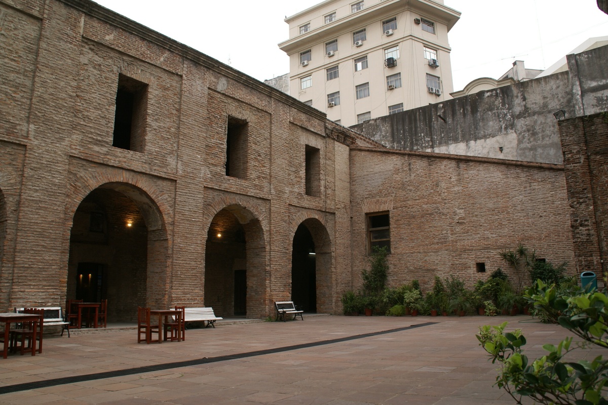 Historic courtyard and colonial architecture at the Manzana de las Luces complex, Buenos Aires.