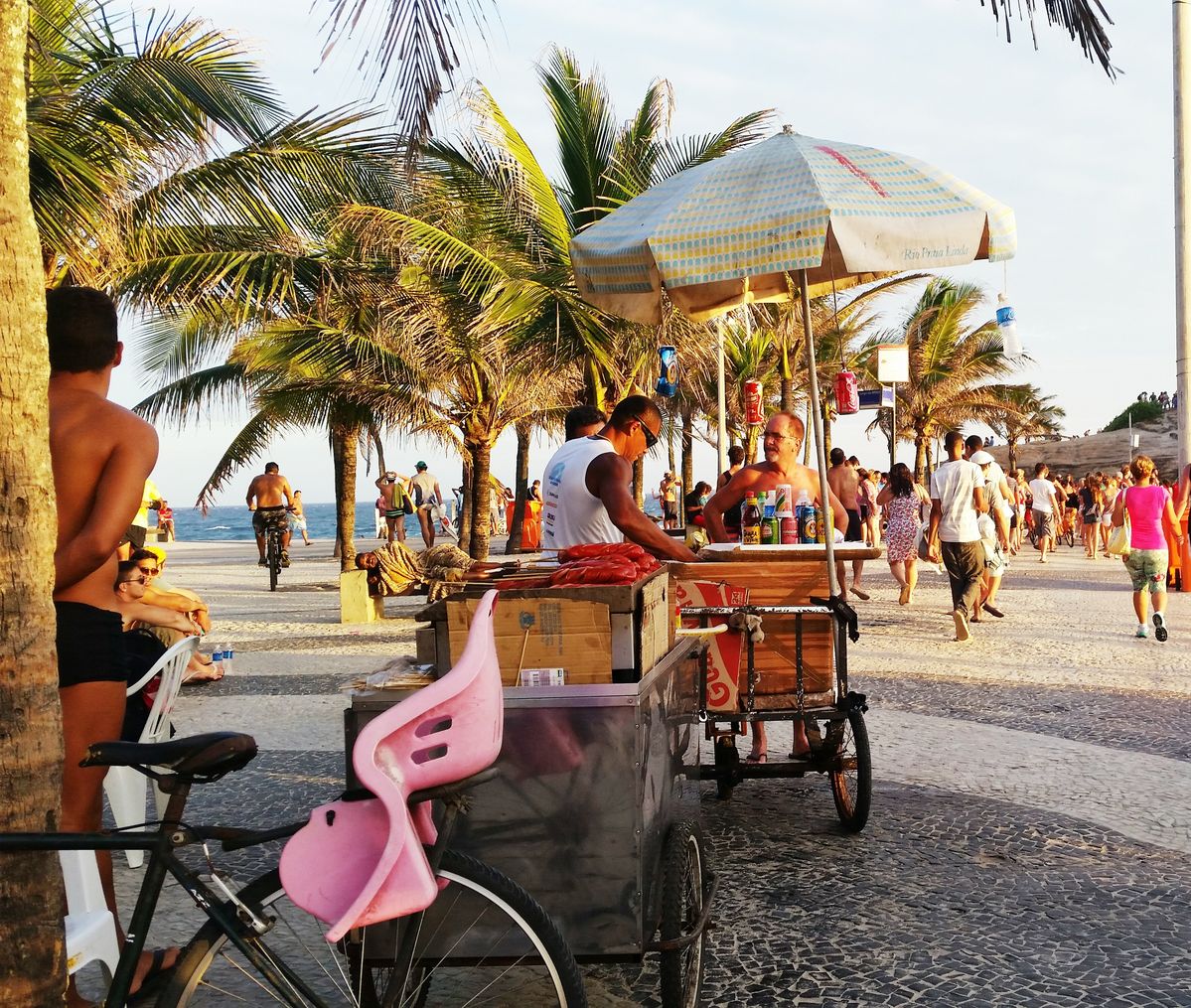 Vendedor ambulante no Rio de Janeiro, Brasil.