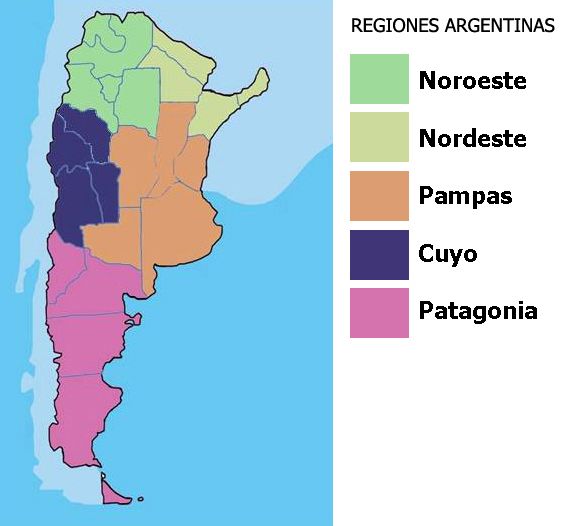 Map of Argentina's regions.