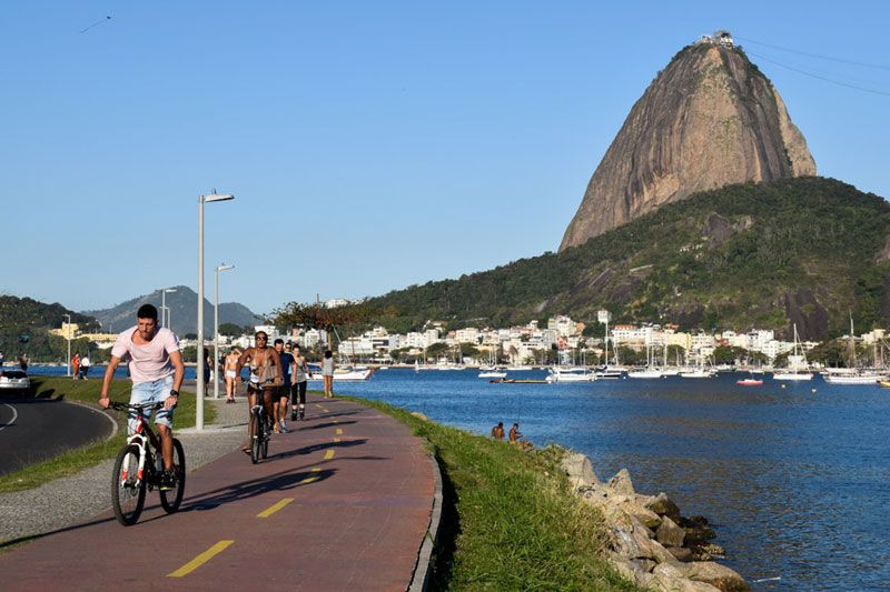 Ciclovía de Botafogo, junto al Pan de Azucar.