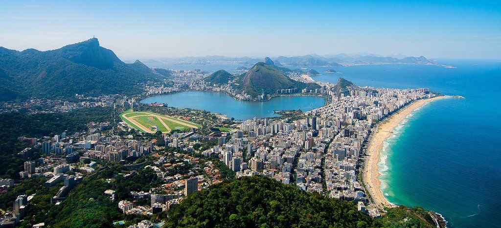 Panoramic view of Rio de Janeiro from Morro Dois Irmãos.